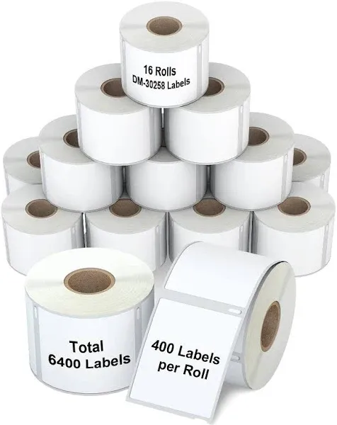 16 Rolls 6400 Labels 2-1/8" x 2-3/4" Direct Thermal Labels Replacement Compatible for DYMO 30258, Misofuki Barcodes Address Postage Label Compatible with DYMO Labelwriter 450, 450 Turbo, 4XL Printers