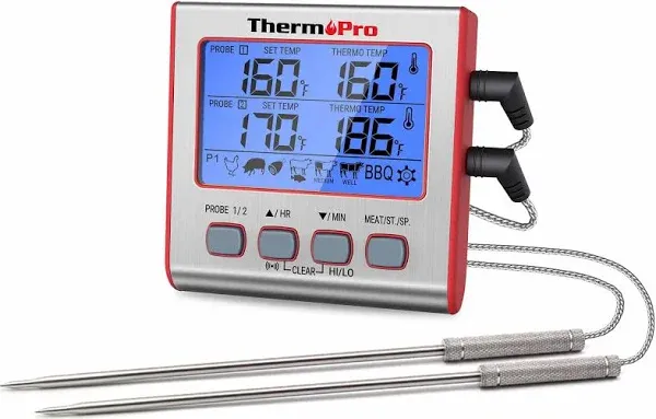 ThermoPro TP17W Digital Meat Thermometer with Dual Probes and Timer