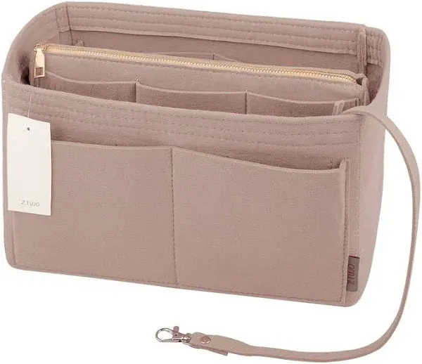 New Beige Felt Bag Organizer Purse Organizer with Metal Zipper – XL