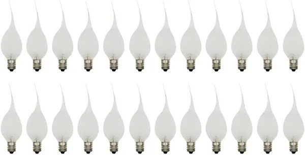 Creative Hobbies 5 Watt Silicone Dipped Country Candle Lamp Light Bulbs - Replacement Bulbs for Candles and Chandeliers - Box of 24