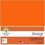 Clear Path Paper Orange Cardstock 12 x 12 inch 65Lb Cover 25 Sheets