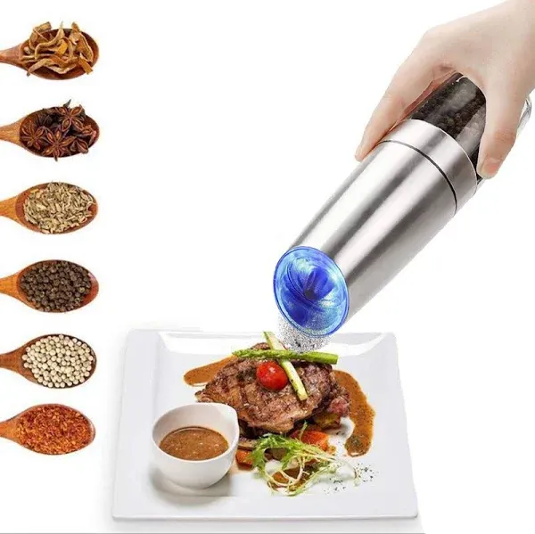 Gravity Electric Salt and Pepper Grinder Set, Automatic Pepper and Salt Mill ...