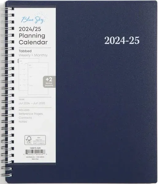  2024-2025 Academic Year Weekly and Monthly Planner, 7&#034; x 9&#034;, Wirebound, 