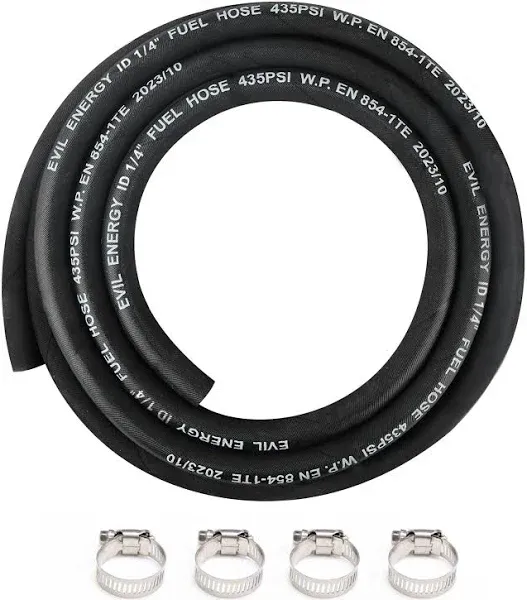 EVIL ENERGY 1/4" Fuel Line, Push Lock Fuel Hose NBR Rubber for Automotive Fuel Systems Engines 10FT 435PSI EN854-1TE