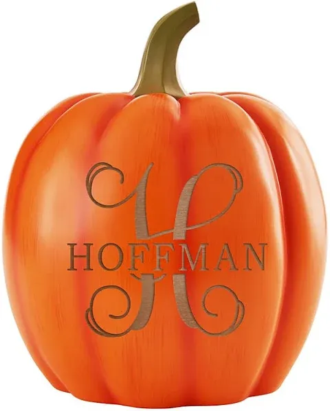 Let's Make Memories Personalized Light Up Pumpkin Decor Outdoor - Your Name & Initial on a Custom Pumpkin - Halloween Fall Decoration - Jack o Lantern - Outside or Inside - Small - Orange