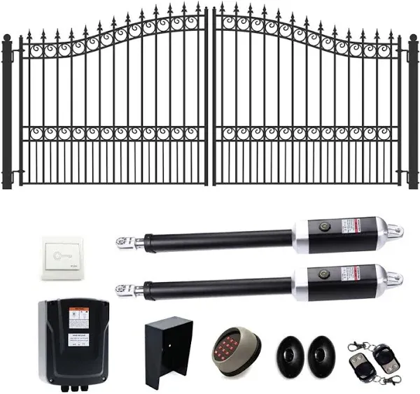 ALEKO London Style Steel Gate 14 feet Dual Swing Driveway Gate with Gate Opener  | eBay