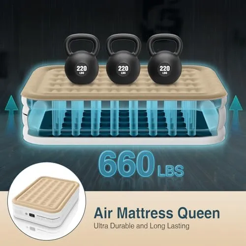 Premium Air Mattress Queen with Built in Pump, Portable Inflatable Mattress f...