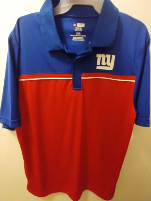 NEW NY GIANTS NFL Majestic MENS POLO GOLF SHIRT - M Medium - 100% Polyester