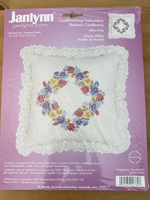 Candle Wicking Embroidery Kit, Wildflowers and Butterfly Pillow 14&#034; x 14&#034;