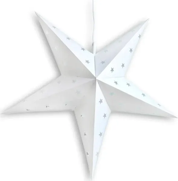 24 Inch White Weatherproof Star Lantern Lamp, Hanging Decoration (Shade Only)