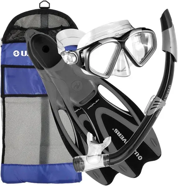 U.S. Divers Adult Snorkeling Combo - Mask, Snorkel, Fins, Bag Size X-Large NEW