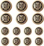 MebuZip 14 Pieces Black Gold Metal Blazer Button Set 15mm 20mm for Blazers, Suits, Sport Coats, Uniform, Jackets (mbm22)