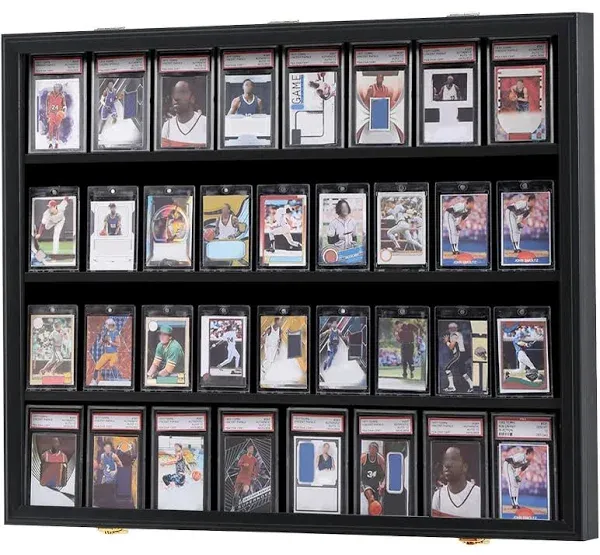 KCRasan 36 Graded Sports Card Display Case - Baseball Card Display Case Lockable - Collection Card Display, Wall Display Frame for Basketball Football Hockey Trading Cards with UV Protection Acrylic