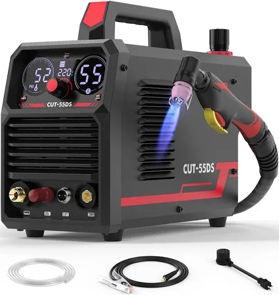 YESWELDER CUT-55DS Plasma Cutter, 55Amp Non-Touch Pilot Arc Air Power, Large Digital Display 110/220V Dual Voltage IGBT Inverter Plasma Cutting Machine with ETL Approved