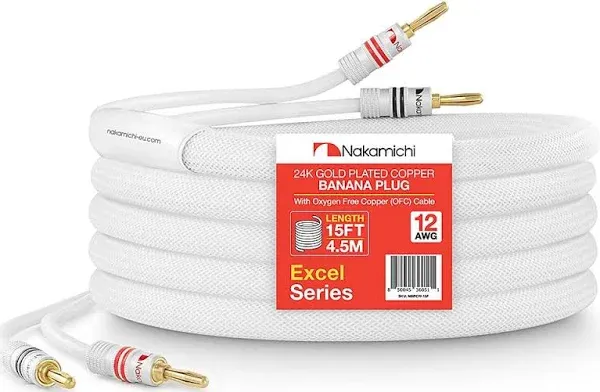 Nakamichi speaker cable wires Excel Series 24k gold-plated banana plugs and 6ft