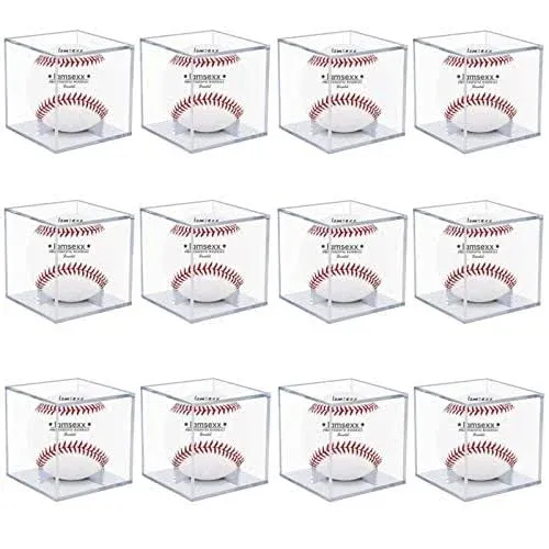 12 Pack UV Protected Acrylic Boxes for Display,Clear Display Case Baseball Cube Memorabilia Showcase Autograph Ball Protector