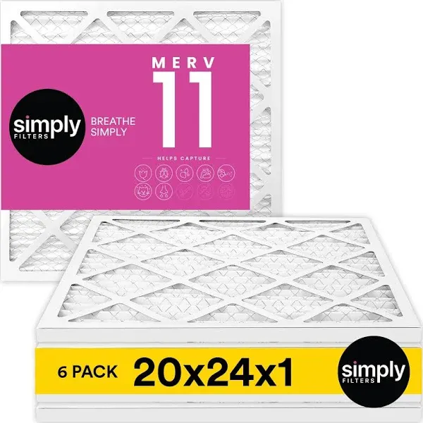 Simply Filters 16X25X1 MERV 11, MPR 1000 Air Filter (6 Pack) - Actual Size 15.75