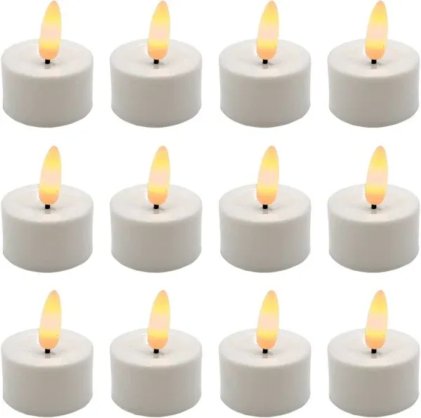 Battery Operated 3-D Wick Flame Gold Finish Tea Light 12-piece Set