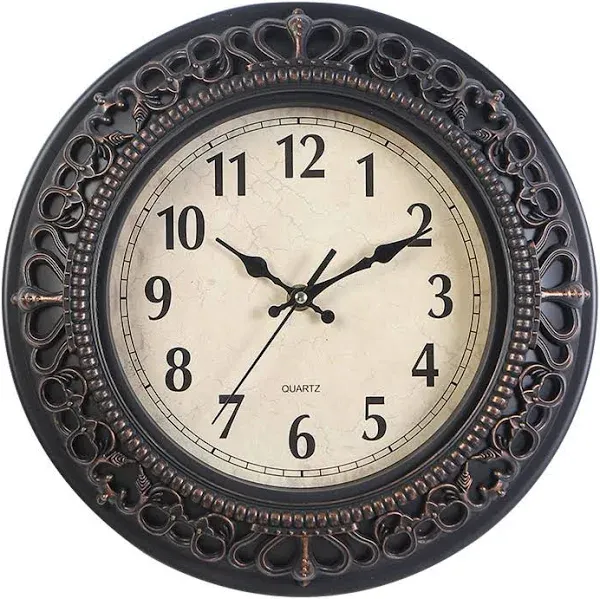 TEBery 12-Inch Silent Retro Quartz Decorative Wall Clock