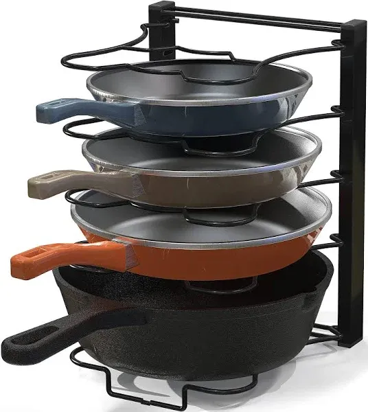 Simple Houseware Iron 5 Tier Compartments Height Adjustable Pan Organizer, Black