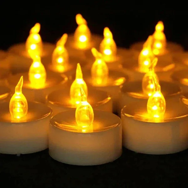 Flameless LED Tea Lights Canadles: 100 Pack Battery Tea Lights, Realistic and Flickering Tealights, Flameless Votive Candles Operated Warm Yellow Electric Fake Candle for Wedding Party Home Decoration