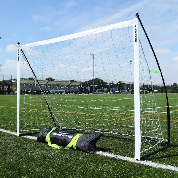 QUICKPLAY Kickster Elite Portable Soccer Goal | Integrated Weighted Base for Training on Turf, Hard Floors or Grass | Sizes 5x3', 6x4', 12x6', 16x7', & 3x2M [Single Goal]