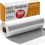 CAREGY Heat Transfer Vinyl HTV for T-shirts 12 Inches by 50 Feet Roll (White)