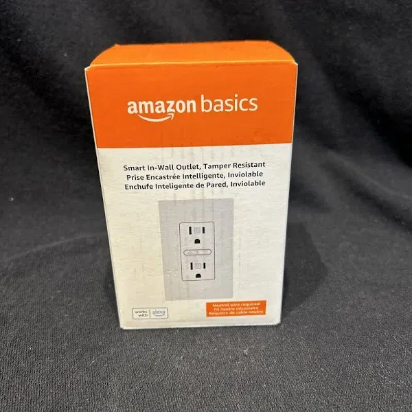 Amazon Basics - Smart In-Wall Outlet, Works with Alexa Only, 2.4 GHz Wi-Fi, No Hub Required, White, 2.8 x 1.85 x 4.57 Inches