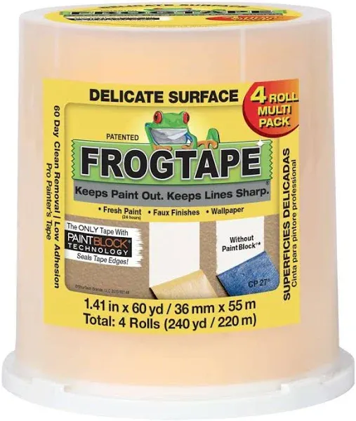 Delicate Surface Painter&#039;s Tape With PaintBlock, 1.41 Inch x 60 Yards, 4-Pack...