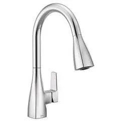 312930680 Slate Single-Handle Pull-Down Sprayer Kitchen Faucet With Deck Plate In Chrome