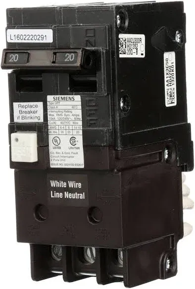 Siemens 2 Pole 20 amp GFCI breaker