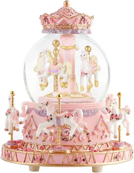 Carousel Horses Music Box Gift Color Changing Lights Unicorn Snow Globe for Wife Mom Women Girls Friend Women Daughter Girls Sister Birthday Anniversary