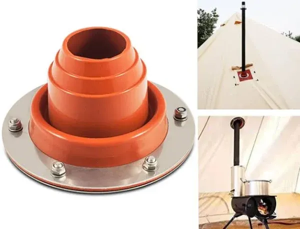 Tent Stove Jack Kit, Bell Tent Flue Flashing High Temp Flexible Pipe Flashing Compatible with Frontier Outbacker Stove Triple Wall Pipe Sections