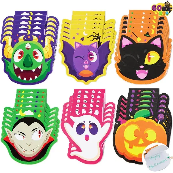 JOYIN 60 Pcs Halloween Mini Notepad Set (6 Designs), Halloween Spooky Characters Note Pads Mini Notebooks for Kids Boys Girls Halloween Party Supplies, Classroom Favors, Trick or Treats Bags Fillers