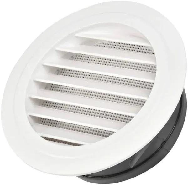 6&#034; ABS Louver Grille Cover Air Vent Built-in Screen Mesh, White (opening 5.66&#034;)