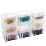 9Pack Small Plastic Containers with Lids, Clear Mini Storage Box Bins (L3.4 x W2.5 x H2in) -Reusable Box, Small Items Accessories Parts Storage Organizer for Beads, Jewelry, Nail Art, Sewing&Crafting