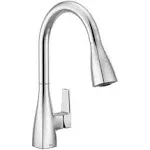 Moen 76162 Slate Single-Handle Pull-Down Sprayer Kitchen Faucet with Deck Plate Chrome