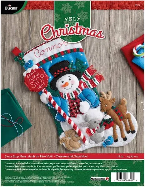 Bucilla Santa Stop Here Stocking Felt Applique Kit