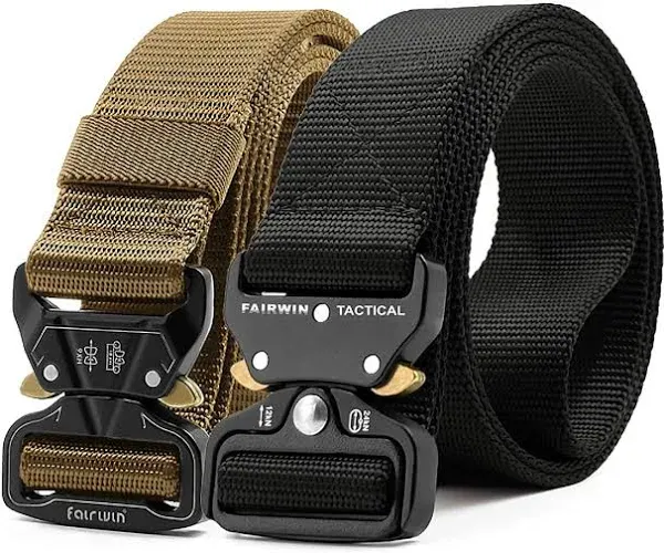 Fairwin Tactical Belt Men Military Style Webbing Riggers Web Belt Heavy-Duty Quick-Release Metal Buckle