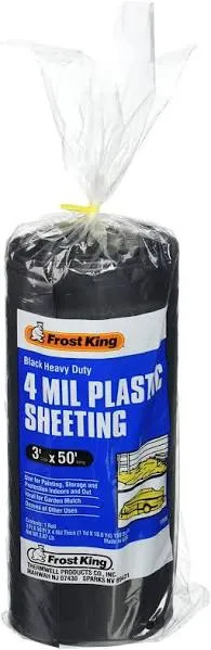 350B Polyethylene Sheeting, 3&#039; x 50&#039; x 4 Mil, Black