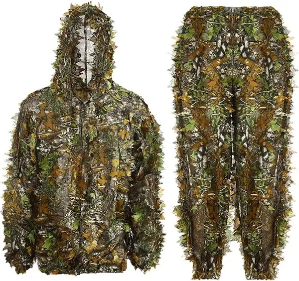 Ghillie Suit, Kids Adult 3D Leafy Camouflage Clothing, Ghillie Suit for Men, Camo Suit for Turkey Hunting, Hunting Suit for Outdoor Game and Hallowee