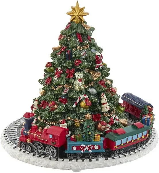 Kurt Adler 6" Christmas Tree with Revolving Train Music Box