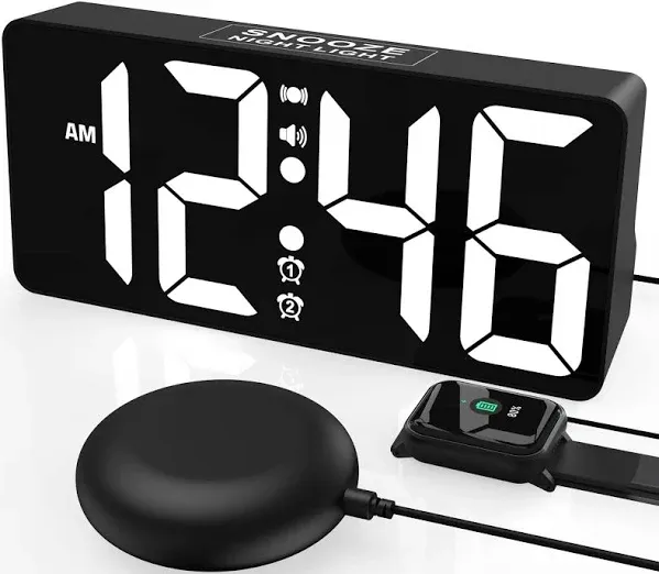 Super Loud Alarm Clock for Heavy Sleepers, Vibrating Alarm Clock for Hearing Imp