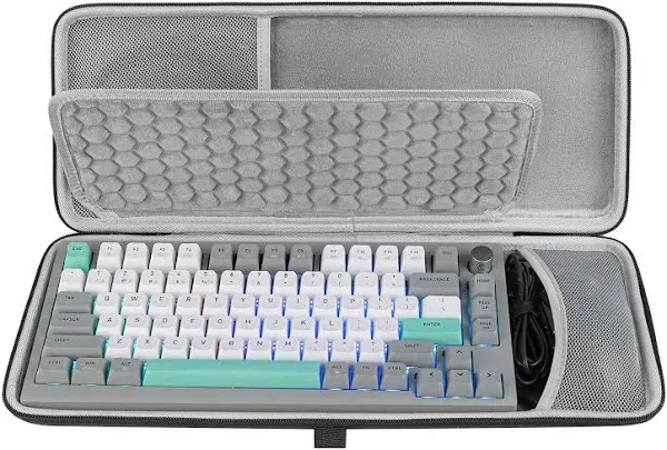 Geekria 75% Keyboard Case, Hard Shell Travel Carrying Case for 84-Key Portable Keyboard, Compatible with Keychron K2 Version 2/ K2/ Q1/ V1, Asus ROG