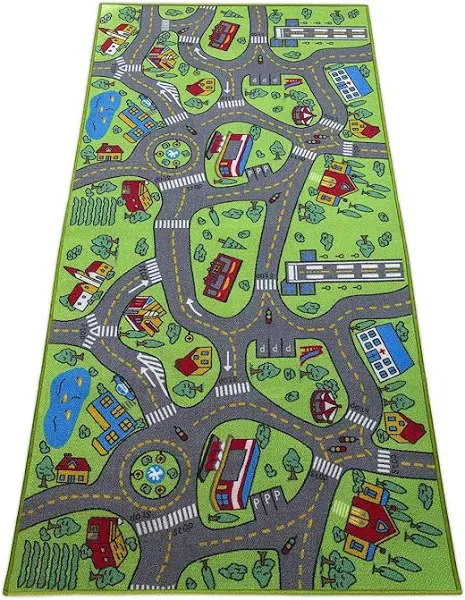 Kids Rug Carpet Playmat City Life Learn Have Fun Safe, Children's Educational, Road Traffic System, Multi Color Activity Centerpiece Play Mat! for Playing with Cars for Bedroom Playroom