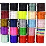 Mandala Crafts Nylon Satin Cord 1mm Rattail Cord Silver String - 100 Yds Nylon Chinese Knotting Cord Rat Tail Silk Cord for Bracelet Necklace Jewelry Making Macrame Trim