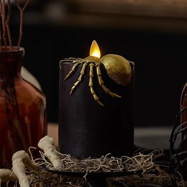 Luminara Black and Gold Spider Flameless LED Candle