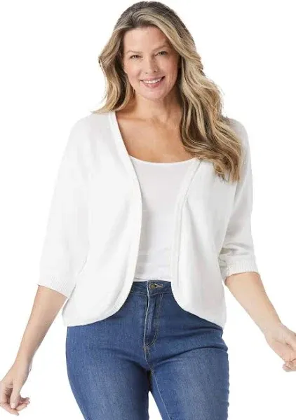 Woman Within Woman Plus Size Rib Trim Cardigan Shrug