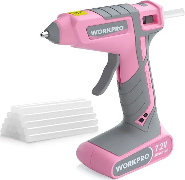 WORKPRO 7.2V Cordless Hot Melt Glue Gun Rechargeable Fast Preheating Glue Gun Kit with 20 Pc Premium Glue Stick