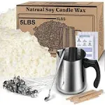 Natural Soy Wax Candle Making Kit - Easy DIY, Safe Ingredients, Includes 5lbs Wax & 100 Wicks